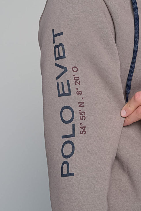 Ανδρική Ζακέτα Φούτερ Μπεζ Με Τύπωμα Everbest