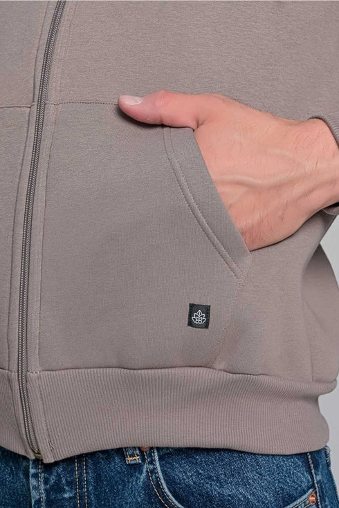 Ανδρική Ζακέτα Φούτερ Μπεζ Με Τύπωμα Everbest