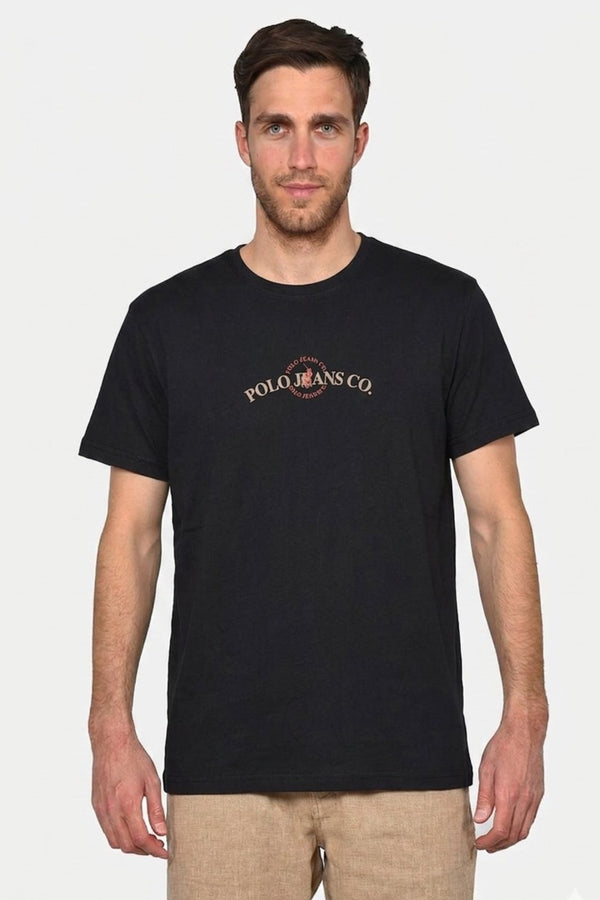 Ανδρικό T-Shirt Φλάμα Άνετη Γραμμή Μαύρο Everbest