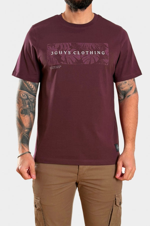 3Guys Ανδρικό T-Shirt Μπορντό Magnus
