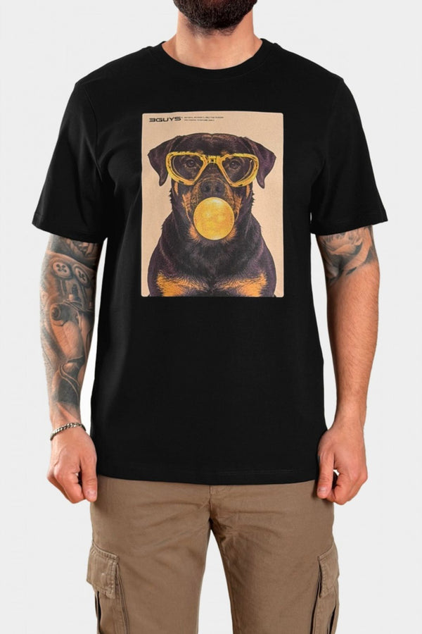 3Guys Ανδρικό T-Shirt Μαύρο Rottweiler