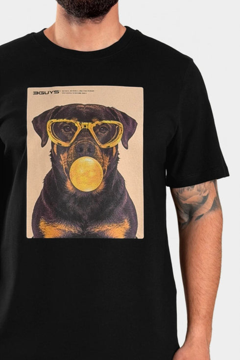 3Guys Ανδρικό T-Shirt Μαύρο Rottweiler