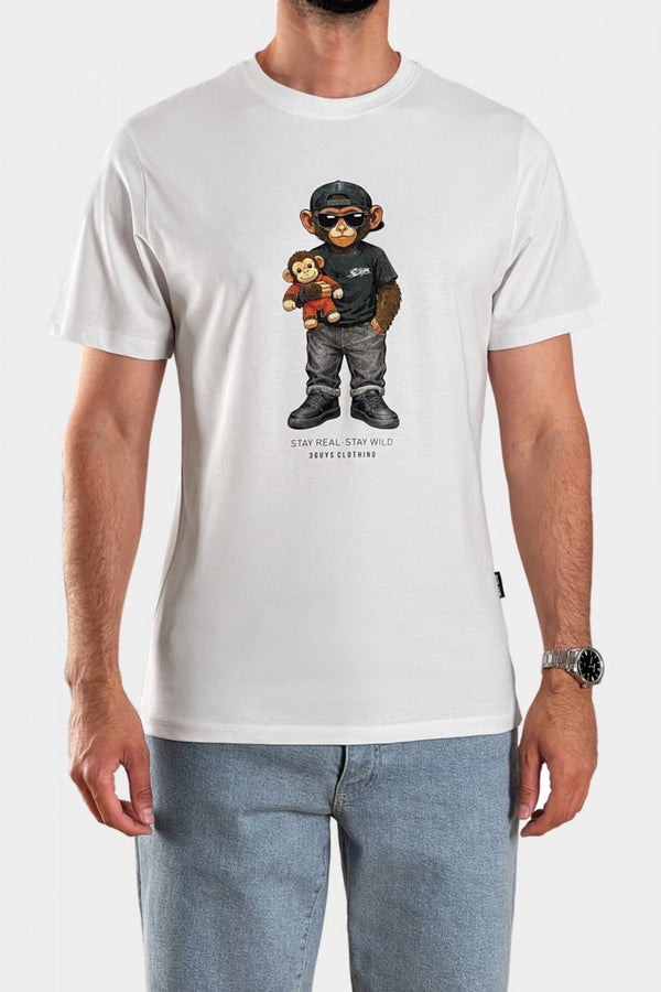3Guys Ανδρικό T-Shirt Λευκό Monkey