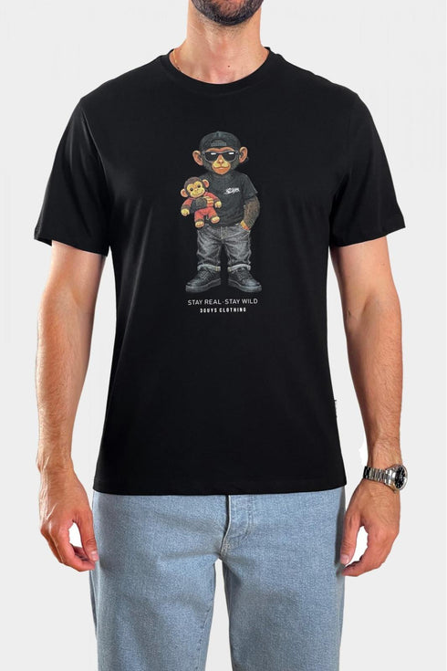 3Guys Ανδρικό T-Shirt Μαύρο Monkey