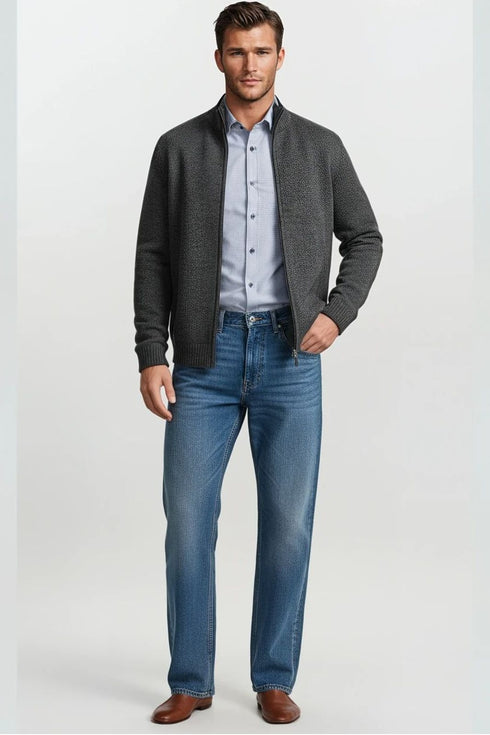 Ανδρική Ζακέτα Σενίλ Γκρι Lexton