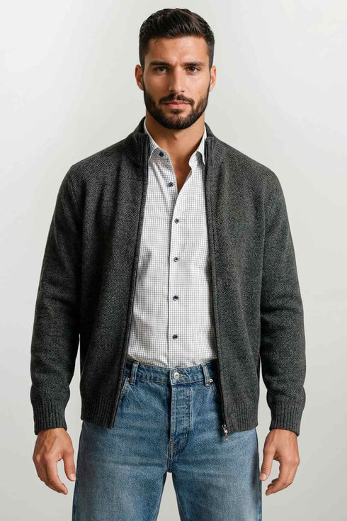 Ανδρική Ζακέτα Σενίλ Γκρι Lexton