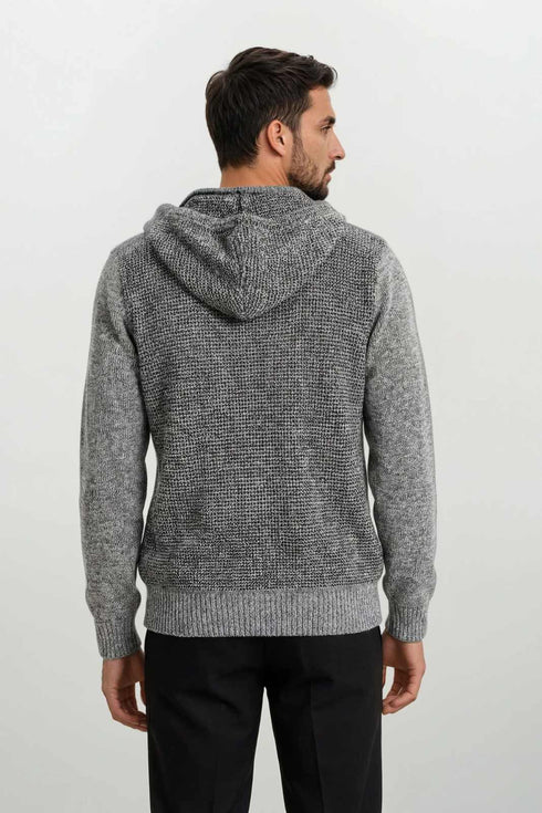 Ανδρική Πλεκτή Ζακέτα με Γούνα Γκρι Lexton