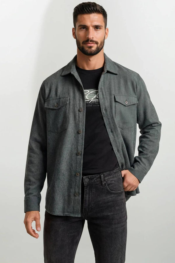 Ανδρικό Φανελένιο Overshirt Πράσινο NCS