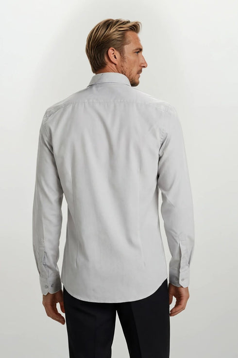 Ανδρικό Πουκάμισο Στενή Γραμμή Γκρι Tweed