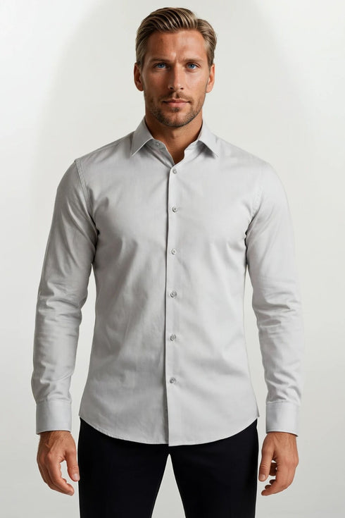 Ανδρικό Πουκάμισο Στενή Γραμμή Γκρι Tweed