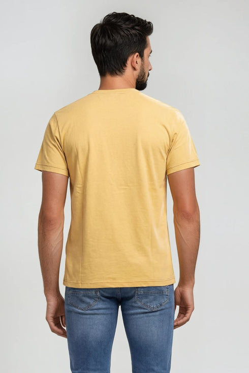 Ανδρικό T-Shirt Άνετη Γραμμή Κίτρινο με Τύπωμα