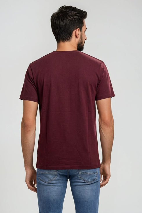 Ανδρικό T-Shirt Άνετη Γραμμή Μπορντό με Τύπωμα