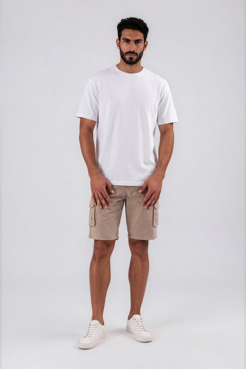 Ανδρική Βερμούδα Cargo Μπεζ Cotton Green