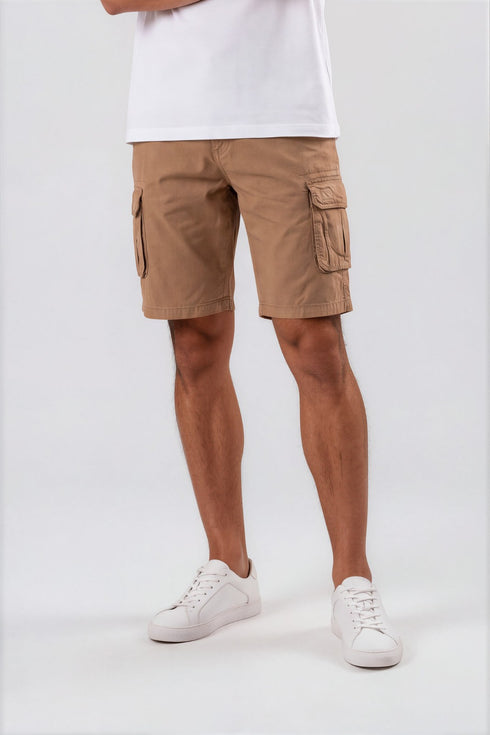 Ανδρική Βερμούδα Cargo Κάμελ Cotton Green