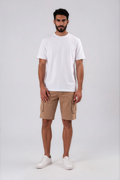 Ανδρική Βερμούδα Cargo Κάμελ Cotton Green