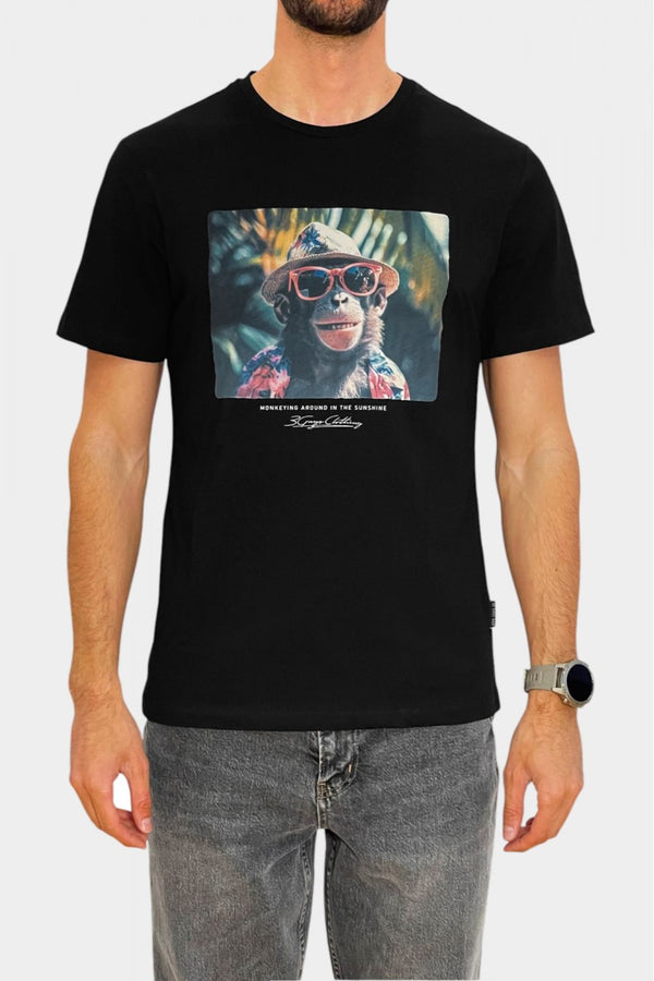 Ανδρικό T-Shirt 3Guys Monkey Μαύρο