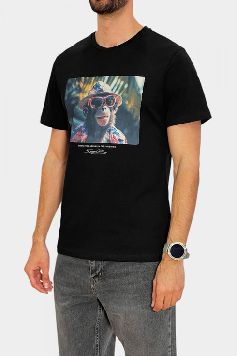 Ανδρικό T-Shirt 3Guys Monkey Μαύρο