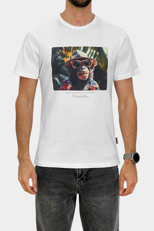 Ανδρικό T-Shirt 3Guys Monkey Λευκό