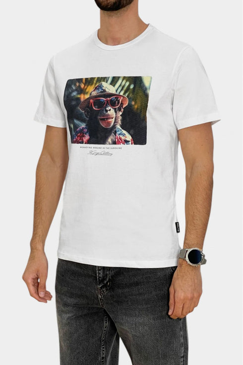 Ανδρικό T-Shirt 3Guys Monkey Λευκό