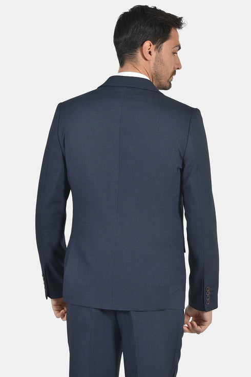 Ανδρικό Κοστούμι με Γιλέκο σε Στενή Γραμμή Μπλε
