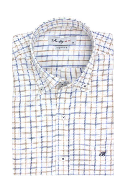 Ανδρικό Πουκάμισο Καρό Λευκό-Μπλε Bradley