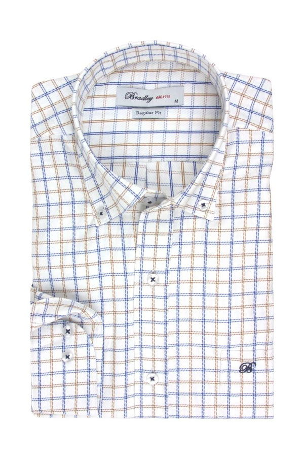 Ανδρικό Πουκάμισο Καρό Λευκό-Μπλε Bradley