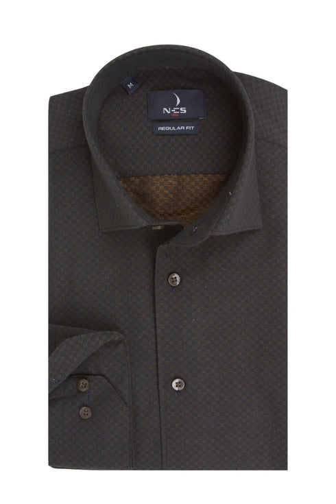 Ανδρικό Πουκάμισο Μαύρο με Καφέ Μοτίβο NCS