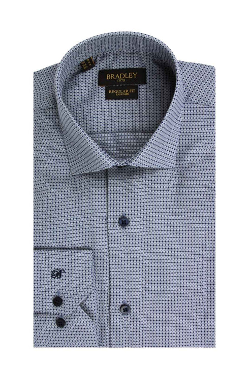 Ανδρικό Πουκάμισο Γκρι με Μπλε Μοτίβο Bradley