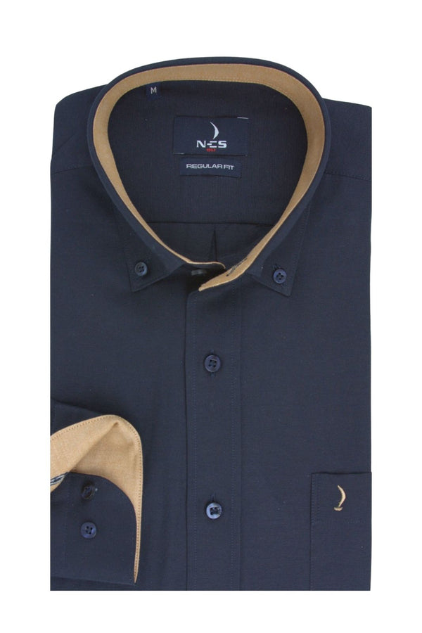 Ανδρικό Πουκάμισο Oxford Μπλε Σκούρο NCS