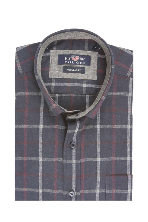 Ανδρικό Πουκάμισο Καρό Φανέλα Μπλε-Γκρι NYT