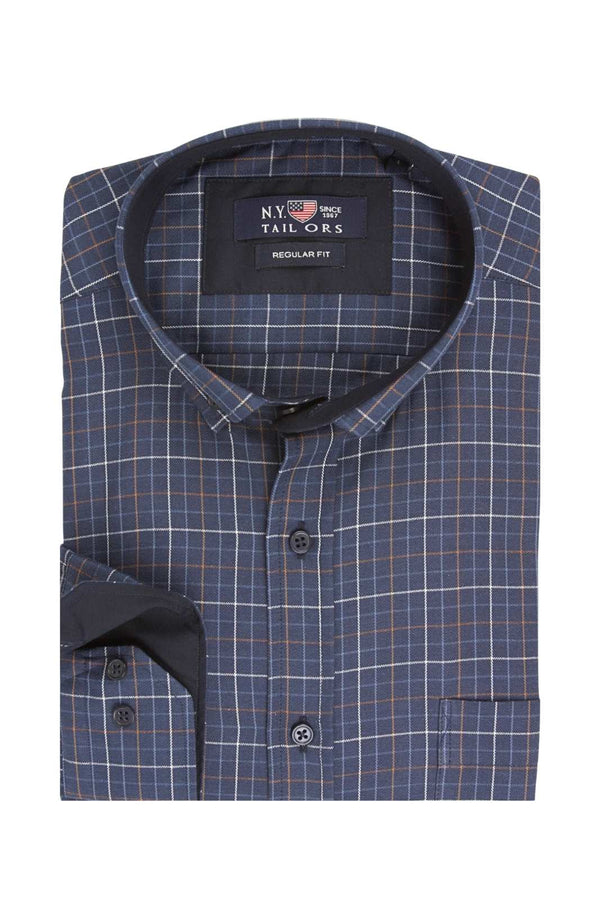 Ανδρικό Πουκάμισο Καρό Μπλε NYT