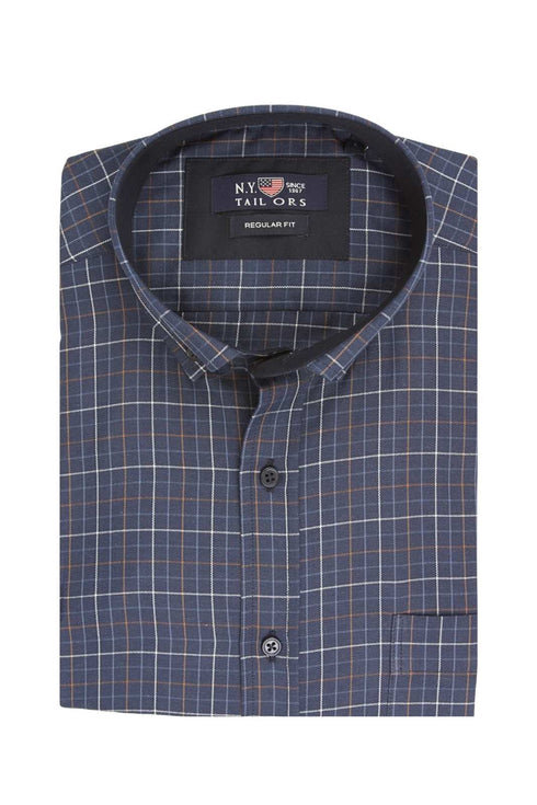 Ανδρικό Πουκάμισο Καρό Μπλε NYT