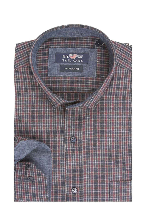 Ανδρικό Πουκάμισο Καρό Φανέλα Μπλε-Μπορντώ NYT