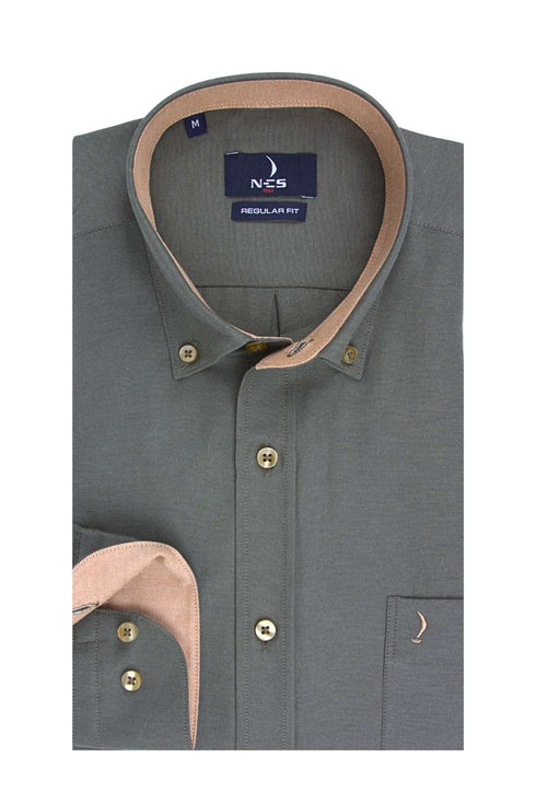 Ανδρικό Πουκάμισο Oxford Λαδί NCS