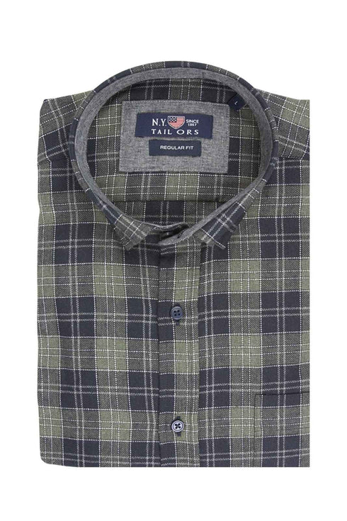 Ανδρικό Πουκάμισο Καρό Φανέλα Λαδί NYT
