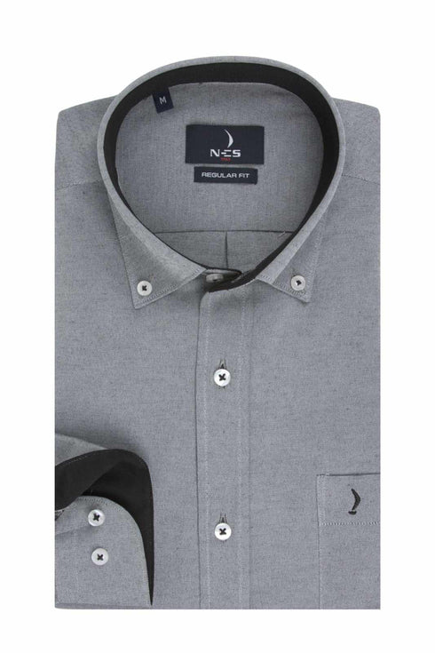 Ανδρικό Πουκάμισο Oxford Γκρι NCS