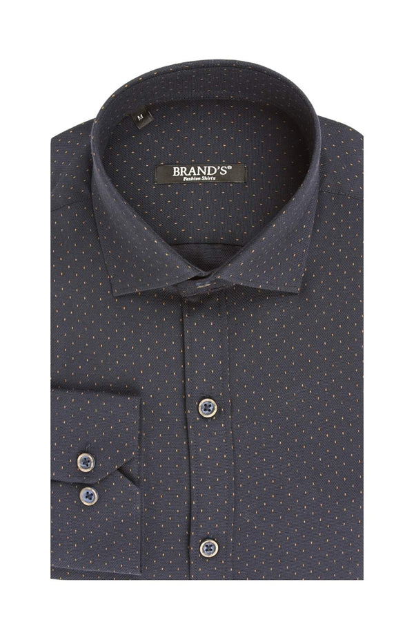Ανδρικό Πουκάμισο Στενή Γραμμή Μπλε με Διακριτικό Μοτίβο