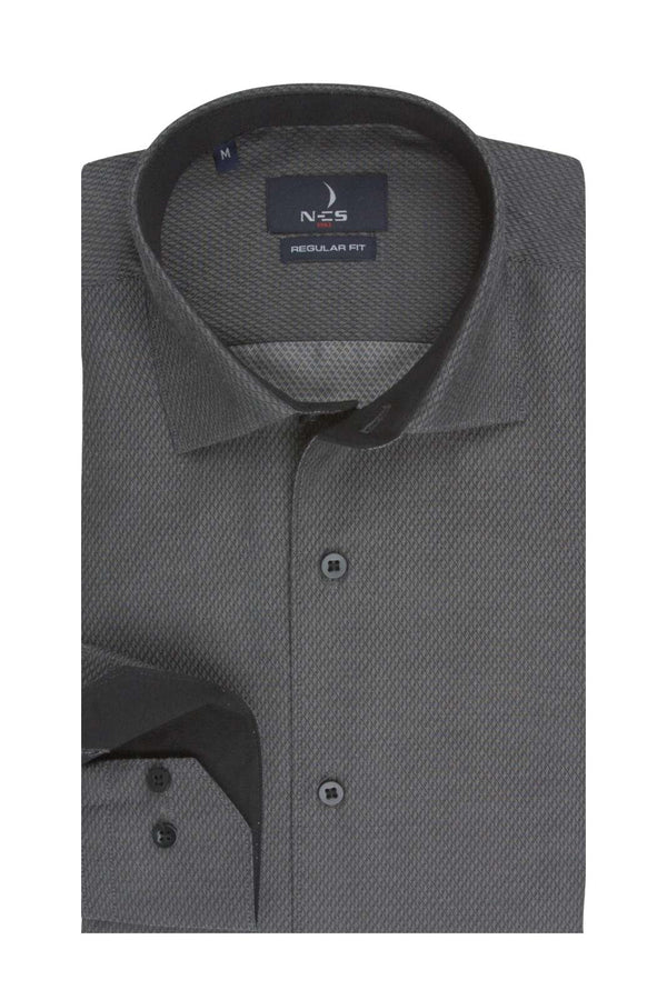 Ανδρικό Πουκάμισο Γκρι Χρώμα με Μοτίβο NCS