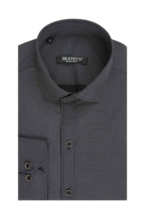 Ανδρικό Πουκάμισο Στενή Γραμμή Μαύρο με Μικροσχέδιο