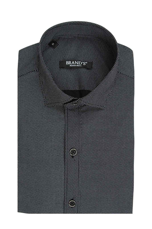 Ανδρικό Πουκάμισο Στενή Γραμμή Μαύρο με Μικροσχέδιο