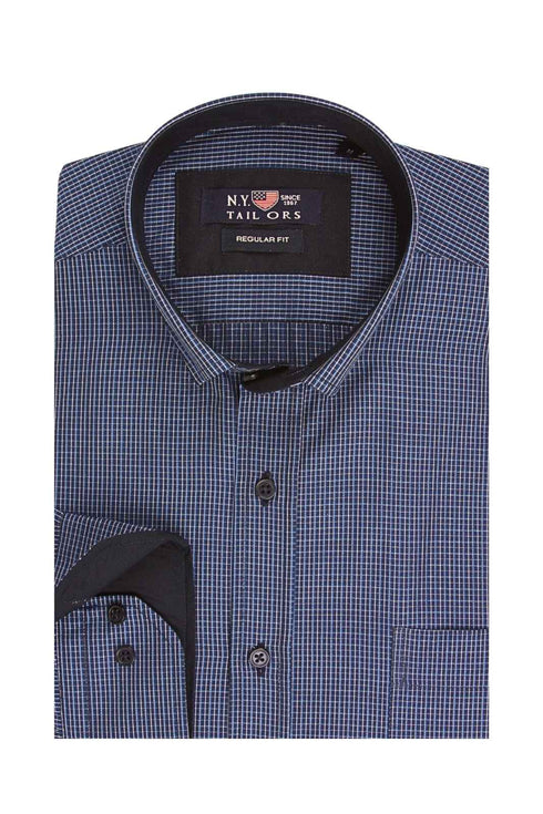 Ανδρικό Πουκάμισο Καρό Μπλε NYT