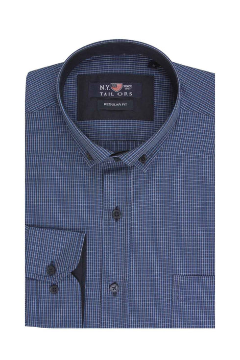 Ανδρικό Πουκάμισο Καρό Μπλε NYT