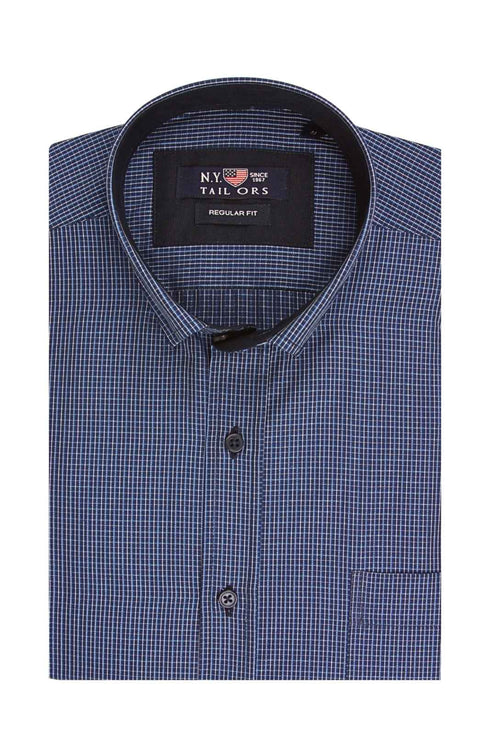 Ανδρικό Πουκάμισο Καρό Μπλε NYT