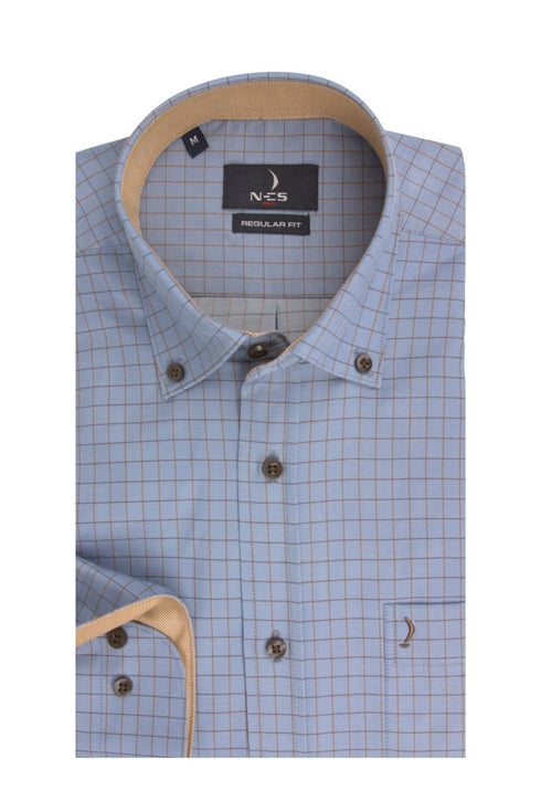 Ανδρικό Πουκάμισο Γαλάζιο Καρό NCS