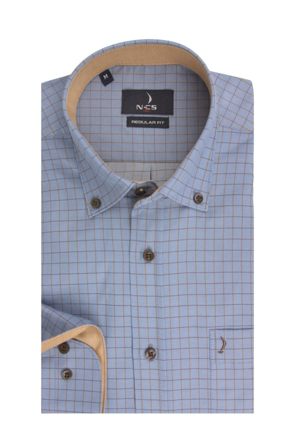 Ανδρικό Πουκάμισο Γαλάζιο Καρό NCS