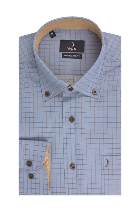 Ανδρικό Πουκάμισο Γαλάζιο Καρό NCS