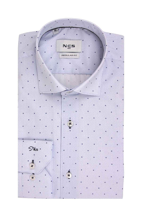 Bradley Ανδρικό Πουκάμισο Γαλάζιο με Μικροσχέδιο Πουά