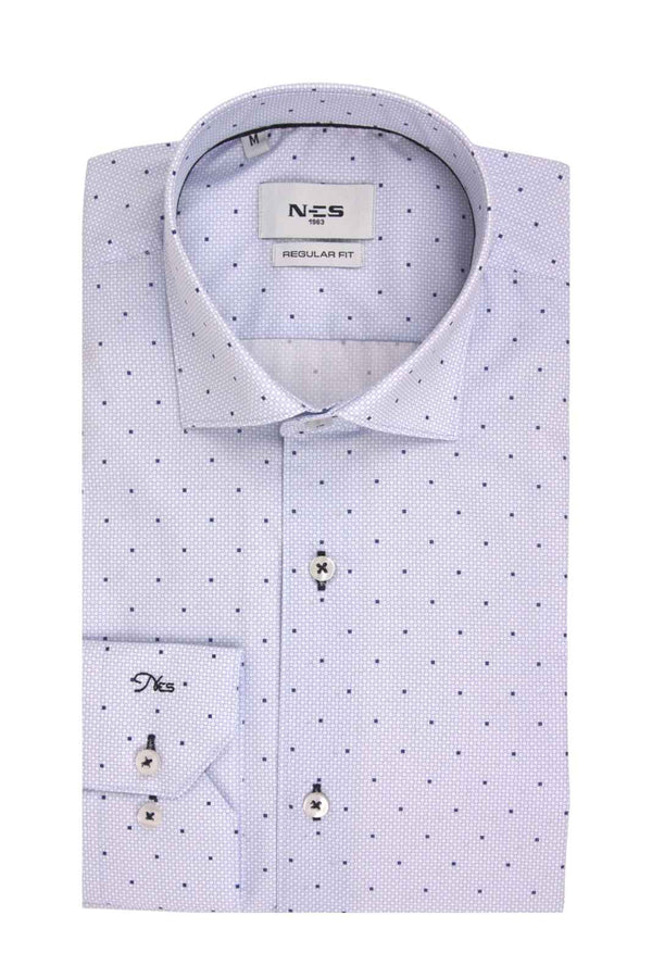 Bradley Ανδρικό Πουκάμισο Γαλάζιο με Μικροσχέδιο Πουά