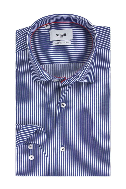 NCS Ανδρικό Πουκάμισο Ριγέ Μπλε με Λευκό