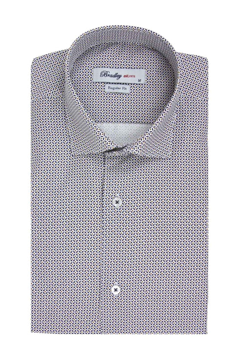 Bradley Ανδρικό Πουκάμισο Λευκό με Μικροσχέδιο
